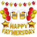 Set palloncini Festa del Papà con boccali di birra e stelle rosso oro per decoro - Lettera Dorata + Stella