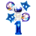 Astronaut space themed 1st birthday balloon set with number one and rocket foil balloons - Blue Astronaut Set Number 1