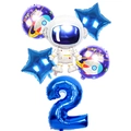 Astronaut and blue number 2 foil balloon set for space themed birthday party decoration - Blue Astronaut Set Number 2