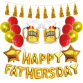 Set palloncini dorati Happy Father's Day con boccali di birra e stelle festive - Lettera Dorata + Nappa