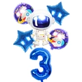 Astronaut space theme birthday decoration set with blue number 3 foil balloon - Blue Astronaut Set Number 3