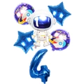 Astronaut theme party balloon set with blue number 4 and happy birthday foil balloons - Blue Astronaut Set Number 4