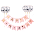 Set festa con striscione rosa Happy Birthday e palloncini con coriandoli argento - Striscione Rosa Coda di Rondine + Palloncini Confetti Argento