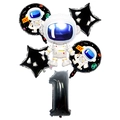 Astronaut theme balloon set with black number 1 and star balloons for 1st birthday - Black Astronaut Set Number 1