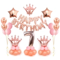 Kit ballons 7ème anniversaire or rose avec lettres Happy Birthday et décorations couronne - Style Couronne Chiffre 7