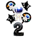 6-piece space theme balloon set with astronaut shape and number 2 for birthday party - Black Astronaut Set Number 2