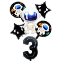 Astronaut theme balloon set with black number 3 foil balloons for 3rd birthday party decor - Black Astronaut Set Number 3