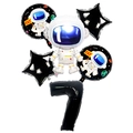 Astronaut space themed balloon set with black number 7 for birthday party decorations - Black Astronaut Set Number 7