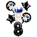 Astronaut party balloon set with number 8 and stars for space themed birthday decor - Black Astronaut Set Number 8