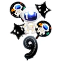 Astronaut theme balloon set featuring silver astronaut, black stars and number 9 balloon - Black Astronaut Set Number 9