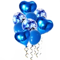 Blue theme balloon set with heart foils, latex balloons and blue sequin confetti - Blue Style 3