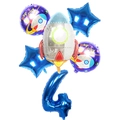 Astronaut rocket balloon set with blue stars and purple round foil balloons for birthday - Rocket Set Number 4