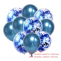 10-piece 12-inch balloon set with 5 navy blue metallic and 5 blue confetti balloons - Blue Style 4
