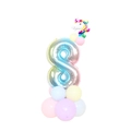 Detail of 32-inch gradient number 8 balloon stand with unicorn and macaron latex base - Blue Gradient Column-Number 8 (SZLY-05)