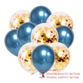10pcs 12-inch balloon set with metallic blue latex and gold confetti transparent balloons - Blue Style 5