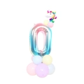 32-inch gradient unicorn number 0 balloon column with macaron latex balloons for birthdays - Blue Gradient Column-Number 0 (SZLY-05)
