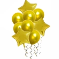 Golden balloon set with star and round shapes and metallic ribbons for birthday party decor - Gold Style 3