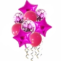 Rose red party balloon set with star foils, latex balloons and sequins confetti - Rose Red Style 3