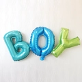 Blue and green 'BOY' foil balloon set for baby shower and birthday party decoration - Joint BOY