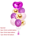 9pcs set with rose gold star, purple latex balloons and gold confetti for party decor - Rose Red Style 5