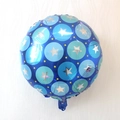 Blue round aluminum foil balloon with light blue dots and silver star patterns - Blue Baby's Breath / 18 Inch