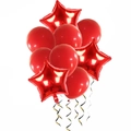 Festive red latex balloons and star foil balloons with gold ribbons for party decor - Red Style 1