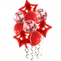 Red and white balloon set with star foils and confetti latex for party decor - Red Style 2