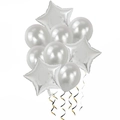 Silver star and round balloon set with spiral ribbons for birthday party decoration - Silver Style 2