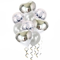 Rose gold heart balloons with pink glitter confetti and grey party balloon set - Silver Style 3
