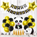 Panda theme birthday party decoration set with foil balloons and happy birthday banner - Panda Birthday Decoration Option 2