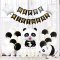 Panda birthday party decorations set with panda foil balloons and happy birthday banner - Panda Birthday Decoration Option 3