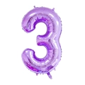 Palloncino a numero 3 viola metallizzato da 40 pollici per decorazioni di compleanno e nozze - Viola Numero 3