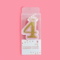 Golden number 4 birthday candle with pink crown design in festive packaging - Number 4 (4409458047944)