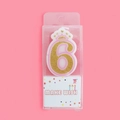 Pink crown glitter gold number 6 candle for children birthday party cake decoration - Number 6 (4409458047946)