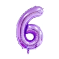 Metallic purple 40-inch foil balloon in number 6 shape for birthday party decor - Purple Number 6