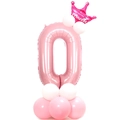 Palloncino numero 0 rosa chiaro da 32 pollici con corona per festa di compleanno bimba - Numero 0 Rosa Perlato
