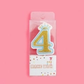 Glittery gold number 4 birthday candle with blue crown detail in gift box - Number 4 (4409458047954)