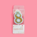 Glittering gold number 8 birthday candle with blue crown detail in transparent box - Number 8 (4409458047958)