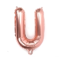 Rose gold foil balloon featuring a capital letter U for party and birthday decoration - 16 Inch Thin-Letter U / Rose Gold