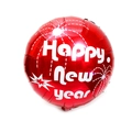 Palloncino rosso Happy New Year in alluminio con motivi di fuochi d'artificio - Palloncino Buon Anno rosso da 18 pollici