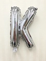 Silver foil letter K balloon, 16 inch metallic decoration for weddings and parties - Thin-Letter K / Silver