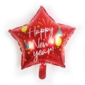 Star-shaped red aluminum foil balloon featuring Happy New Year festive printing - 18-Inch Red Five-Pointed Star New Year Hat Style