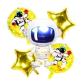 Weltraum Astronauten Ballon Set mit gelben runden Folienballons und goldenen Sternen - Astronaut Set 2