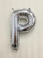 Silver metallic foil balloon in capital letter P shape for birthday party decoration - 16" / Thin-Letter P / 50 Pieces / Silver
