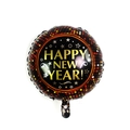 Round black Happy New Year foil balloon with gold lettering and colorful star pattern - 18 Inch Small Polka Dots New Year