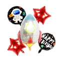 5-teiliges Astronauten-Weltraum-Ballonset mit silberner Rakete und Sternen - Astronaut Set 5