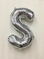 Shiny silver letter S foil balloon for birthday and wedding party decorations - 16" / Thin-Letter S / 50 Pieces / Silver
