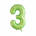 Glossy green number 3 foil balloon for jungle theme birthday party decorations - Number 3 (Fruit Green)