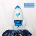 Blauer und silberner 4D Raketen-Folienballon 55x32cm für Weltraum-Themenparty Deko - 4D Blaue Rakete