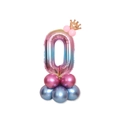 Palloncino numero 0 sfumato con corona dorata per decorazione compleanno - Sfumato Rosa Numero 0 (SZLY-02)